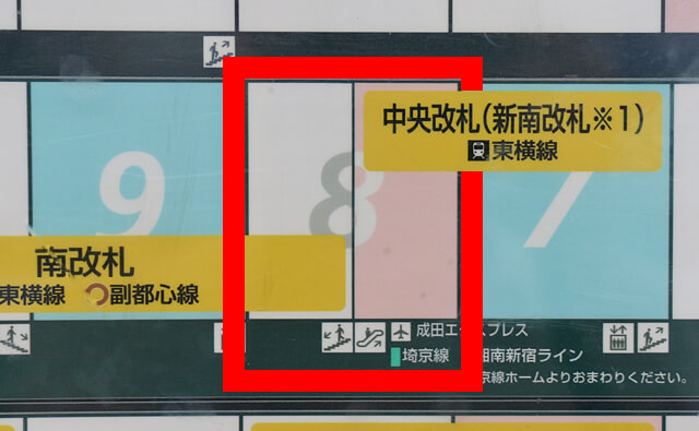 山手線・外回りの出口のりかえ案内