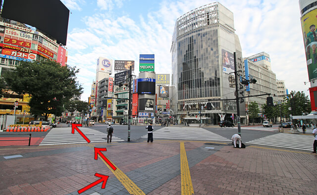 スクランブル交差点を左へ渡る