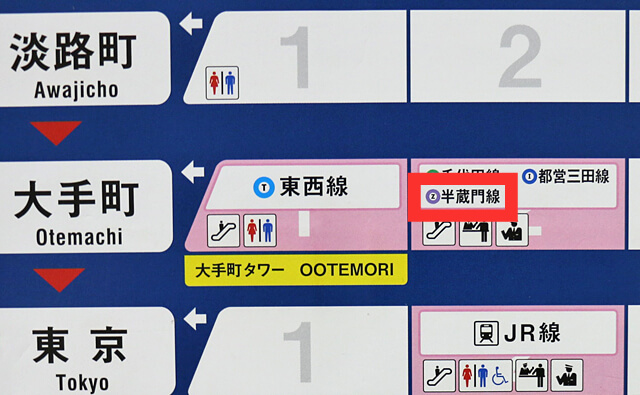 大手町駅の出口のりかえ案内
