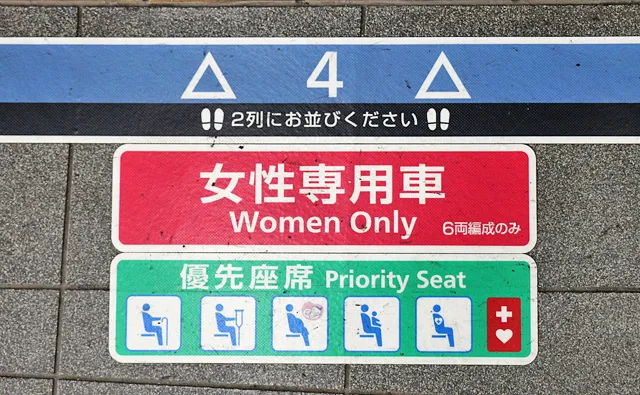 3番線の「△4△ 女性専用車 優先座席」